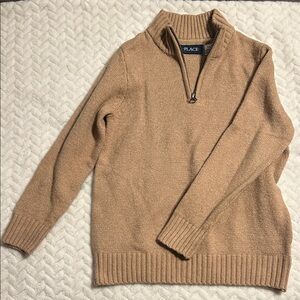 Place Boy’s Zip-Up Camel Sweater